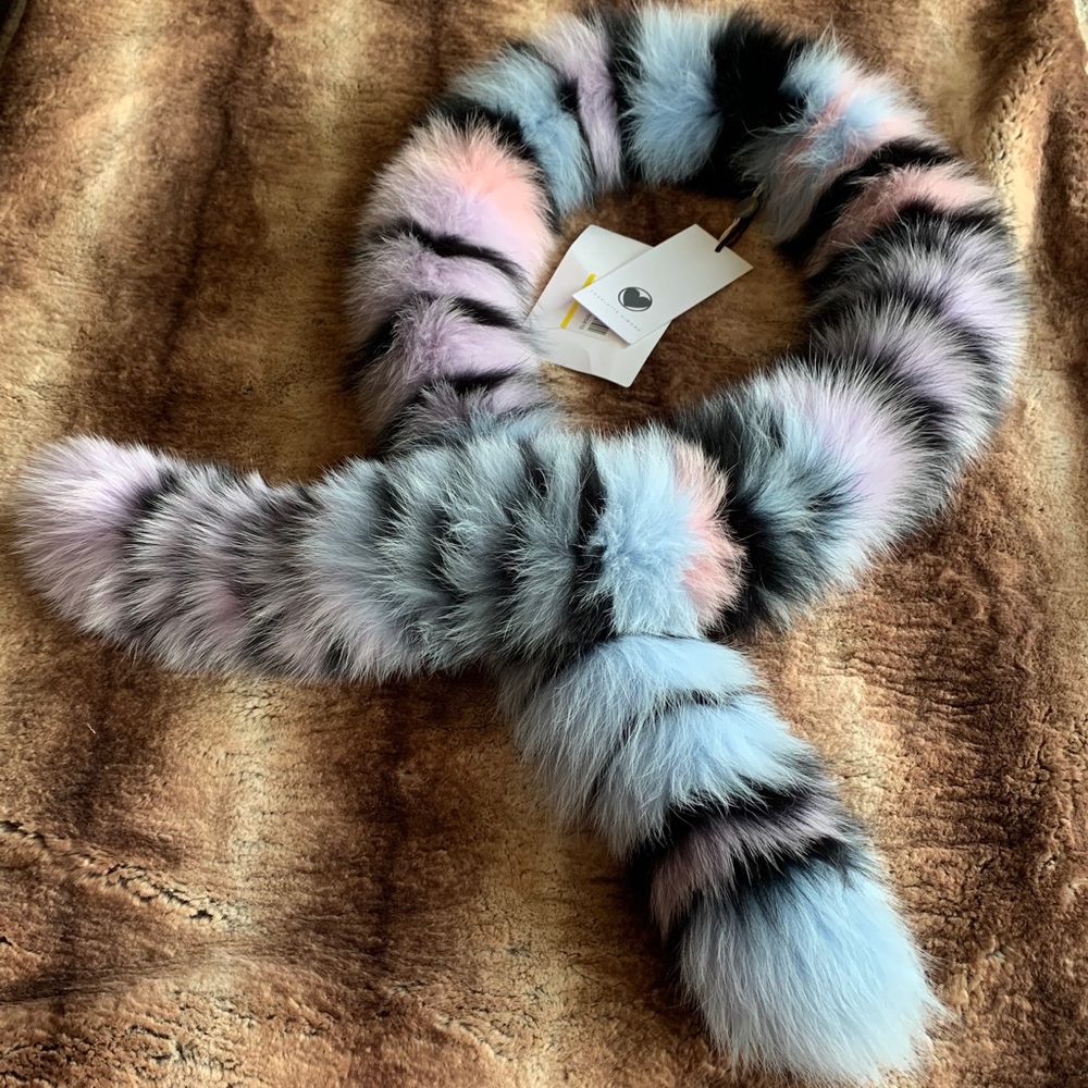 Charlotte Simone Chunky Monkey fur scarf - Multicolor Blue & Pink